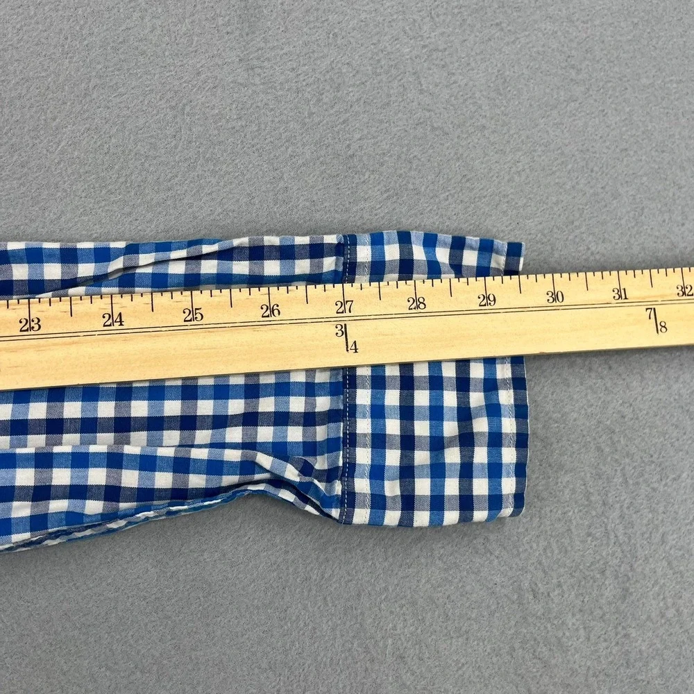 J.Crew Mens‎ Slim Fit Gingham Button Down Shirt Blue White Size S
